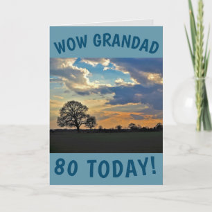 Sunset Sky 80ste verjaardag Kaart voor opa