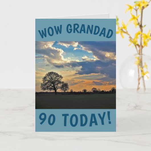 Sunset Sky 90ste verjaardag Kaart voor opa (Gele Bloem)