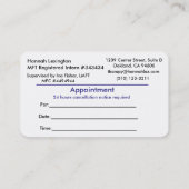 Sunset Sky CA MFT-Intern Business Appointcard Afsprakenkaartje (Achterkant)