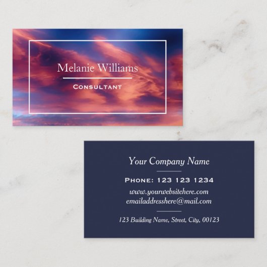Sunset Sky Clouds Elegant Lijst Visitekaartje (Voorkant / Achterkant)