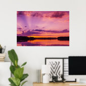 Sunset Sky Clouds Paarse Landscape Natuur Summer Poster (Thuiskantoor)