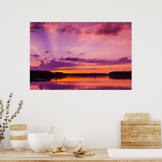 Sunset Sky Clouds Paarse Landscape Natuur Summer Poster (Keuken)