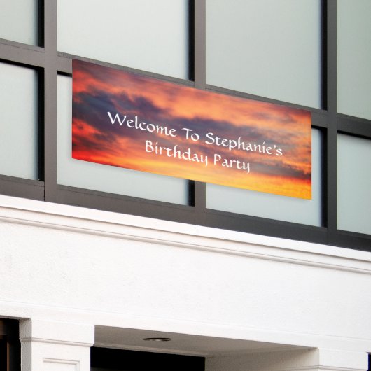 Sunset Sky Foto van Birthday Party Custom Artistic Spandoek (Buitenkant Gebouw)
