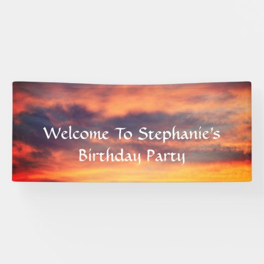 Sunset Sky Foto van Birthday Party Custom Artistic Spandoek (Horizontaal)