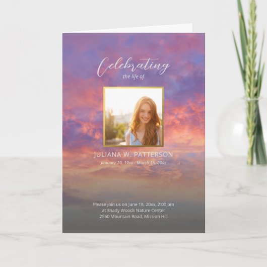 Sunset Sky Foto's Viering van het leven Begrafenis Programma (Voorkant)