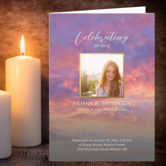 Sunset Sky Foto's Viering van het leven Begrafenis Programma