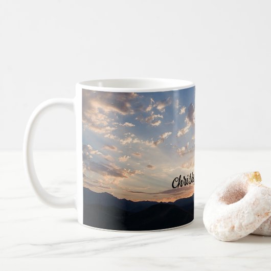 Sunset Sky gepersonaliseerd Koffiemok (Met donut)