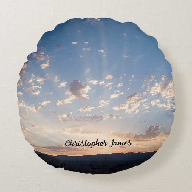 Sunset Sky gepersonaliseerd Rond Kussen (Voorkant)