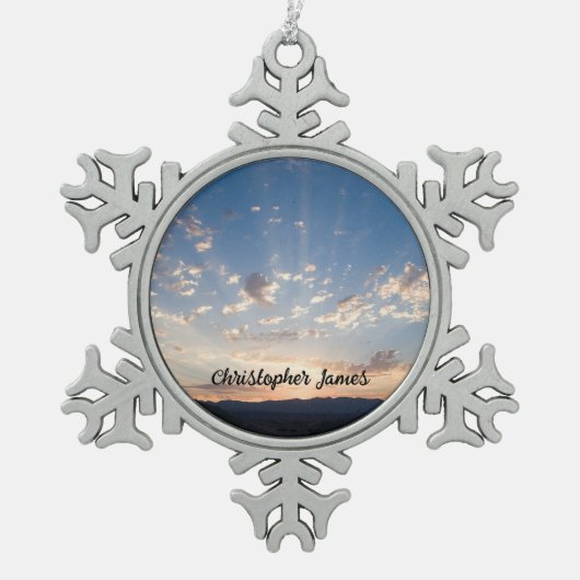 Sunset Sky gepersonaliseerd Tin Sneeuwvlok Ornament (Voorkant)