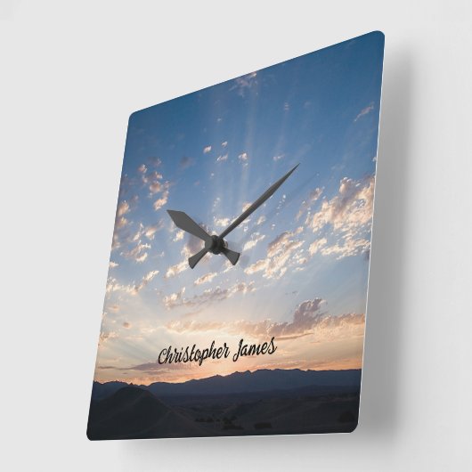 Sunset Sky gepersonaliseerd Vierkante Klok (Hoek)