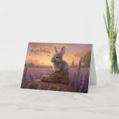 Sunset Sky met Cute Bunny Rabbit Birthday Kaart (Voorkant)