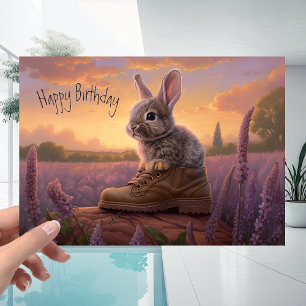 Sunset Sky met Cute Bunny Rabbit Birthday Kaart