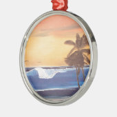 Sunset Sky, Palms & Ocean Metalen Ornament (Links)