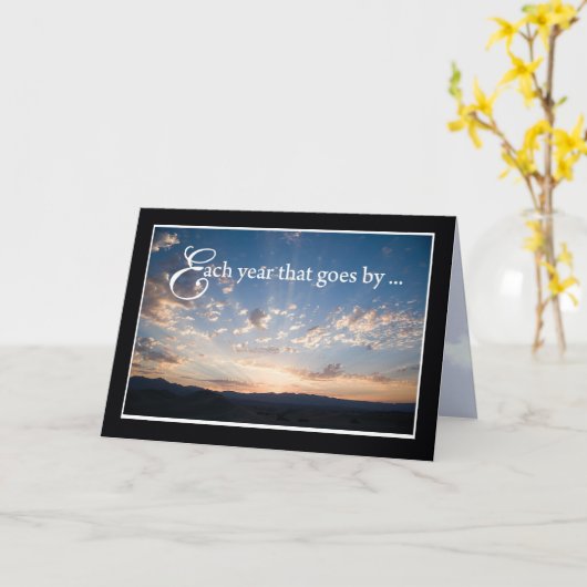 Sunset Sky Religieuze verjaardag Kaart (Gele Bloem)