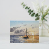 Sunset Sky Watercolor Painting  Feestdagenkaart (Staand voorkant)