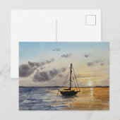 Sunset Sky Watercolor Painting  Feestdagenkaart (Voorkant / Achterkant)