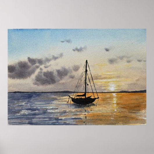 Sunset Sky Watercolor Painting  Poster (Voorkant)