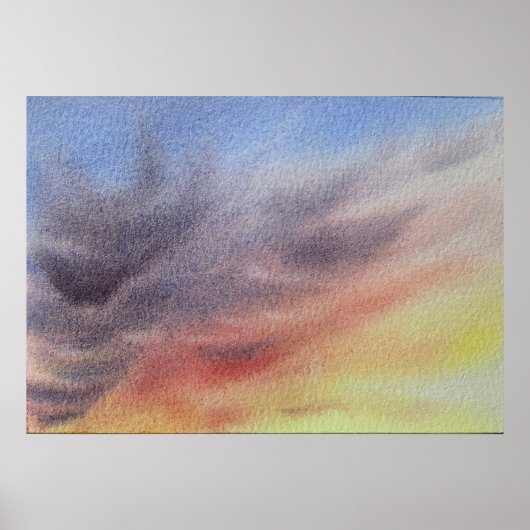 Sunset Sky Watercolor Painting Poster (Voorkant)