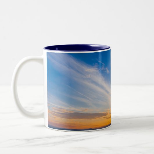 Sunset Sky Wolken Blauw Tweekleurige Koffiemok (Links)