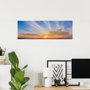 Sunset Sky Wolken Sinaasappel Blauw Poster