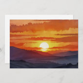 Sunset Smoky Mountain Mooie Waterverf Kunst Feestdagenkaart (Voorkant / Achterkant)