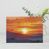 Sunset Smoky Mountain Mooie Waterverf Kunst Feestdagenkaart (Staand voorkant)