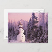 Sunset Snowman in het wintergebergte Briefkaart (Voorkant / Achterkant)