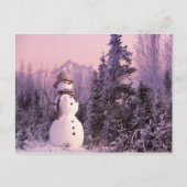 Sunset Snowman in het wintergebergte Briefkaart (Voorkant)