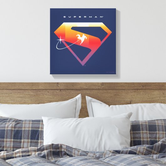 Sunset Solar Superman Shield Canvas Afdruk (Insitu (Slaapkamer))