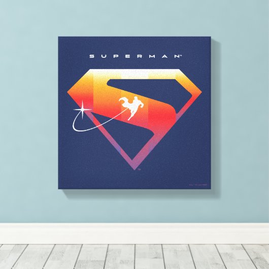 Sunset Solar Superman Shield Canvas Afdruk (Insitu (Houten vloer))