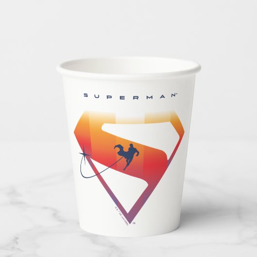 Sunset Solar Superman Shield Papieren Bekers (Achterkant)