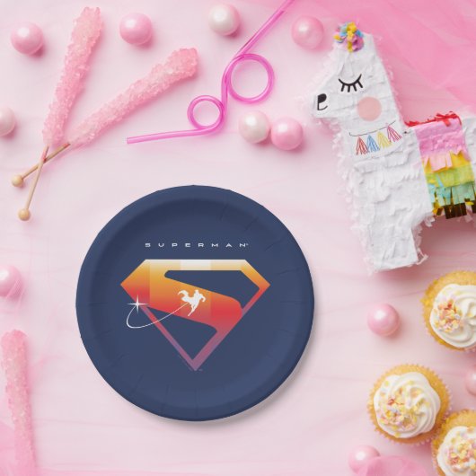 Sunset Solar Superman Shield Papieren Bordje (Feest)