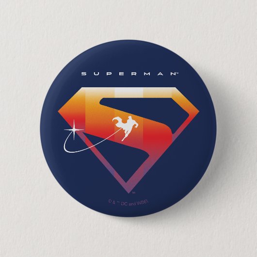 Sunset Solar Superman Shield Ronde Button 5,7 Cm (Voorkant)