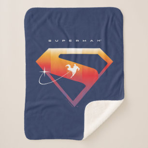Sunset Solar Superman Shield Sherpa Deken