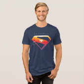 Sunset Solar Superman Shield Tri-Blend Shirt (Voorkant volledig)