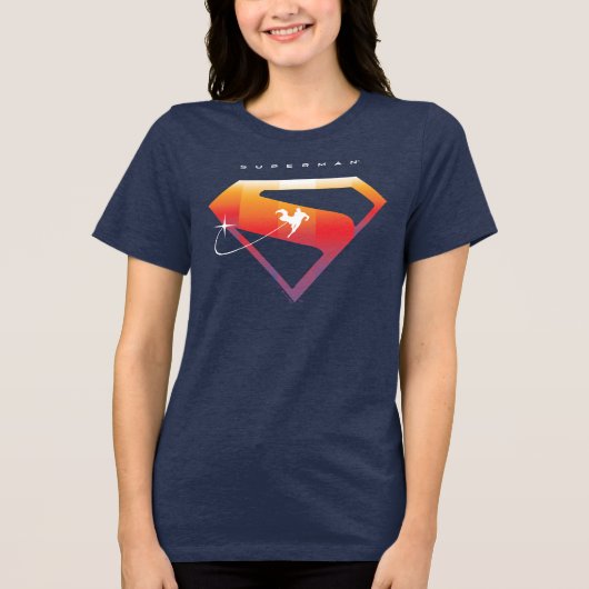Sunset Solar Superman Shield Tri-Blend Shirt (Voorkant)