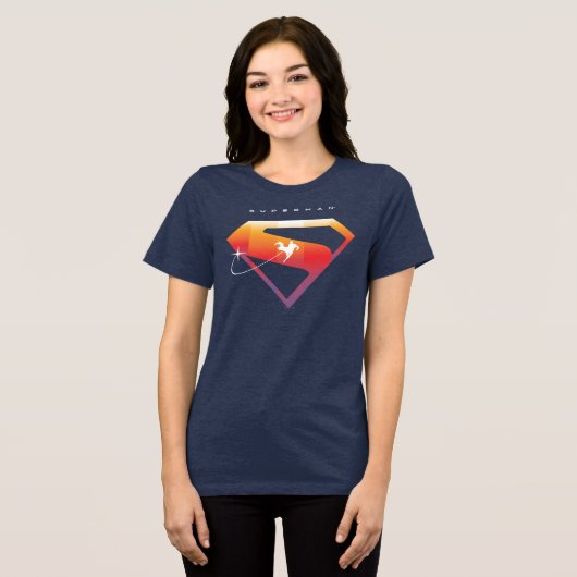 Sunset Solar Superman Shield Tri-Blend Shirt (Voorkant volledig)