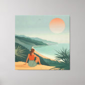 Sunset Solitude – Minimalistische Kust Uitzicht Pr Canvas Afdruk (Voorkant)