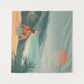 Sunset Solitude – Minimalistische Kust Uitzicht Pr Wandkleed (Voorkant (horizontaal))