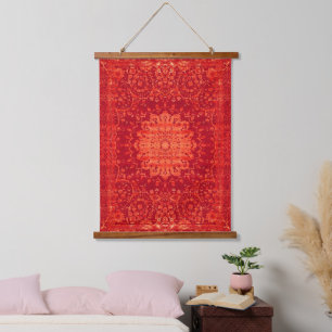 Sunset Souk: Oranje Marrakech Marokkaanse Patroon Hangend Wandkleed