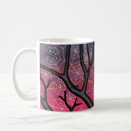 Sunset Spinnenwebboom met spinnen Koffiemok (Links)