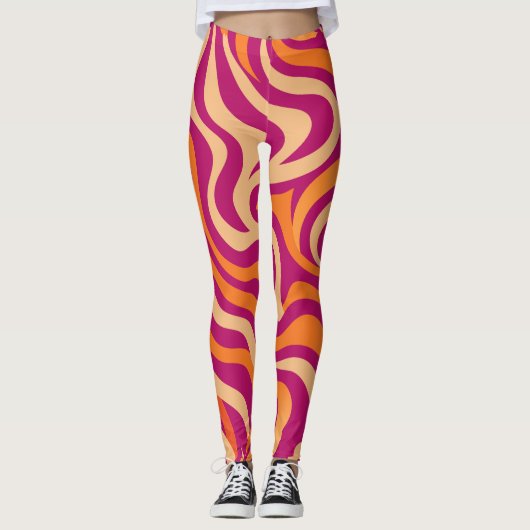 Sunset Splash Wavy Lines Leggings (Voorkant)