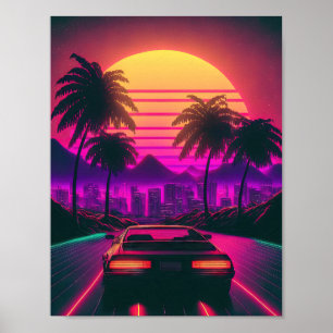 Sunset Sprint: Synthematen van de Skyline Poster