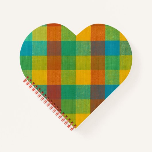 Sunset Squares – Kleurrijke geplakte hartvormige n Notitieboek (Voorkant)