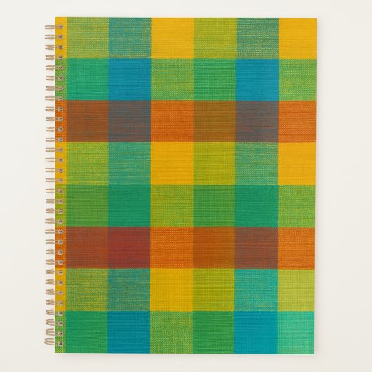 Sunset Squares - Kleurrijke geruite dagelijkse pla Planner (Voorkant)