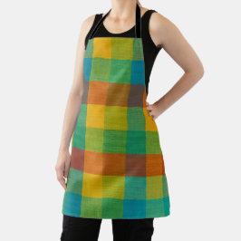 Sunset Squares – Kleurrijke Plaid Keuken Schort