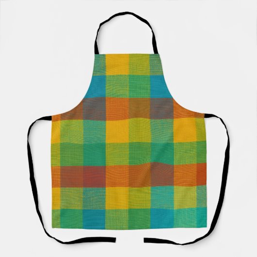Sunset Squares – Kleurrijke Plaid Keuken Schort (Voorkant)