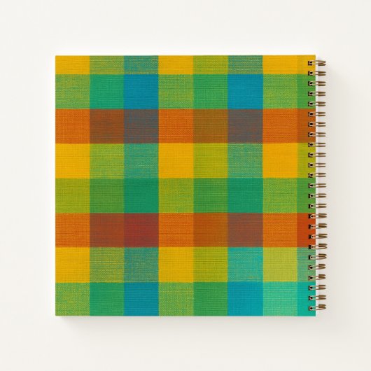 Sunset Squares - Kleurrijke Plaid Spiral Notitiebo Notitieboek (Achterkant)