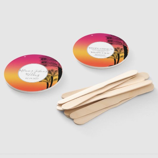 Sunset Stary Lights Tropical Beach Weduwronde Handwaaier (Niet-gemonteerd)