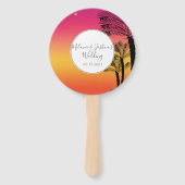 Sunset Stary Lights Tropical Beach Weduwronde Handwaaier (Voorkant)